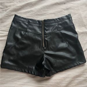 Princess Polly Black Leather Shorts